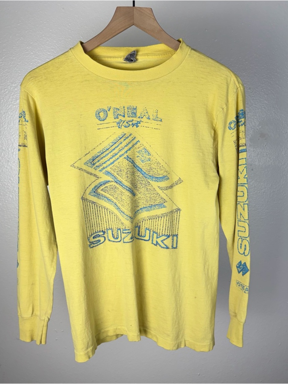Vintage 80’s O'Neal USA Suzuki Motocross Yellow Racing T Shirt Made In USA Small